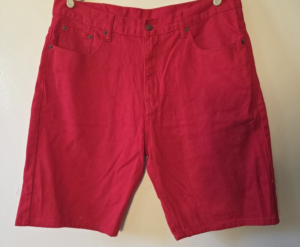 Beyond The Limit Red Vtg Y2K Baggy Denim Jorts Shorts Men's 38x9 Skate Hip Hop